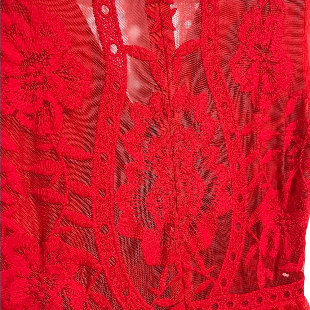 ALTAR’D STATE LAVESTA red lace sleek fit women’s dress above knee size SMALL EUC - Picture 10 of 14